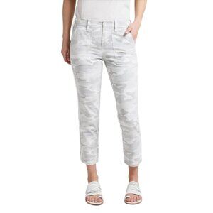 G1 Goods Camo Surplus Cargo Pants Womens 10 Gray White Raw Hem Cotton Camoflauge